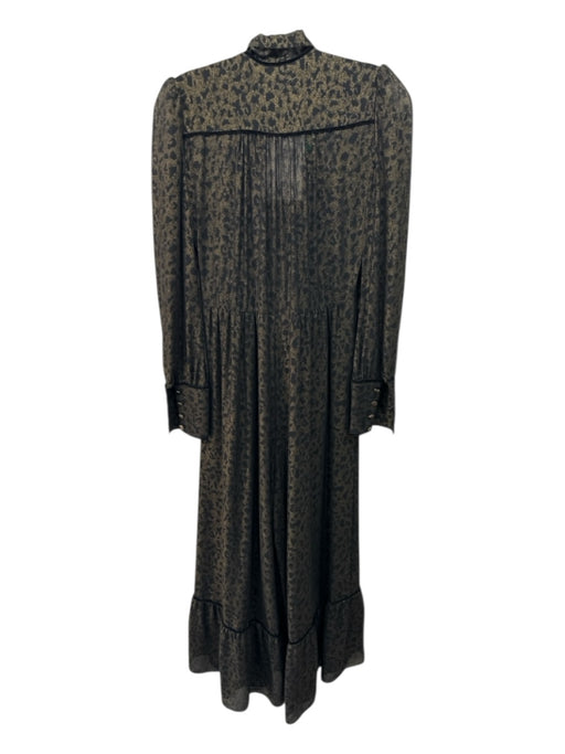 Zara Size XS Black & Gold Long Sleeve Leopard Print Button Front Jumpsuit Black & Gold / XS