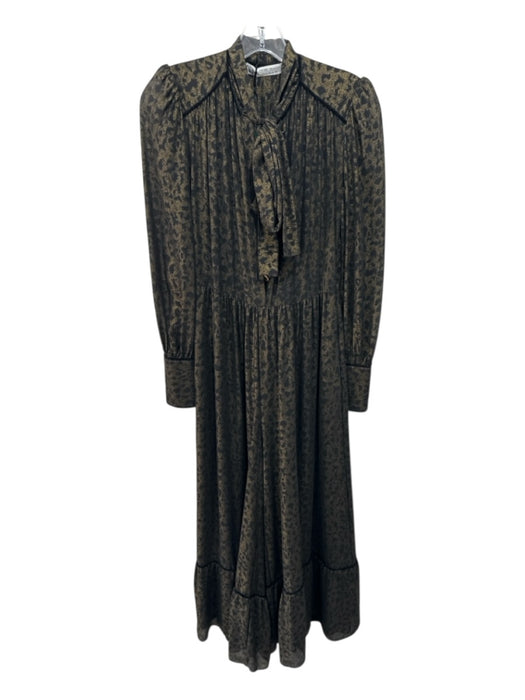 Zara Size XS Black & Gold Long Sleeve Leopard Print Button Front Jumpsuit Black & Gold / XS