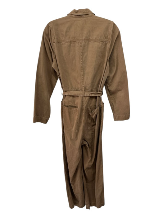 Madewell Size XS Light Brown Cotton Long Sleeve Button Front Cargo Jumpsuit Light Brown / XS