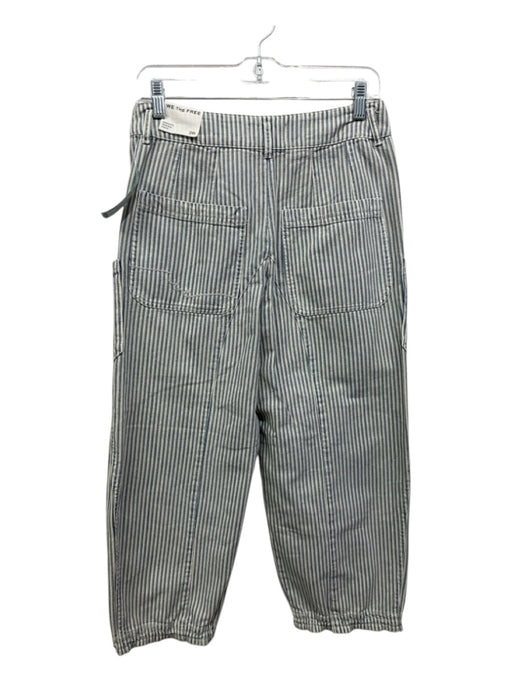 We The Free Size 26 Blue & Cream Cotton Denim High Rise Striped Lace Up Pants Blue & Cream / 26