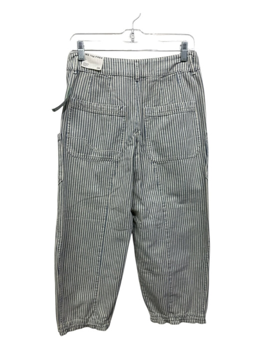 We The Free Size 26 Blue & Cream Cotton Denim High Rise Striped Lace Up Pants Blue & Cream / 26