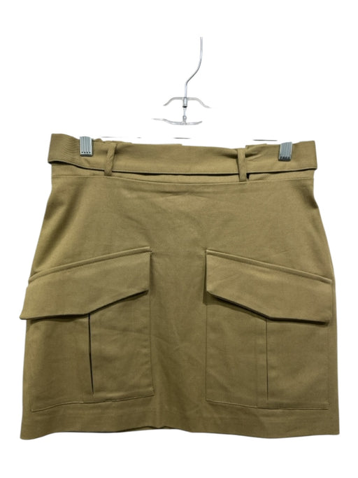 Zara Size Small Khaki Cotton Blend Cargo Pocket Back Zip Mini Skirt Khaki / Small