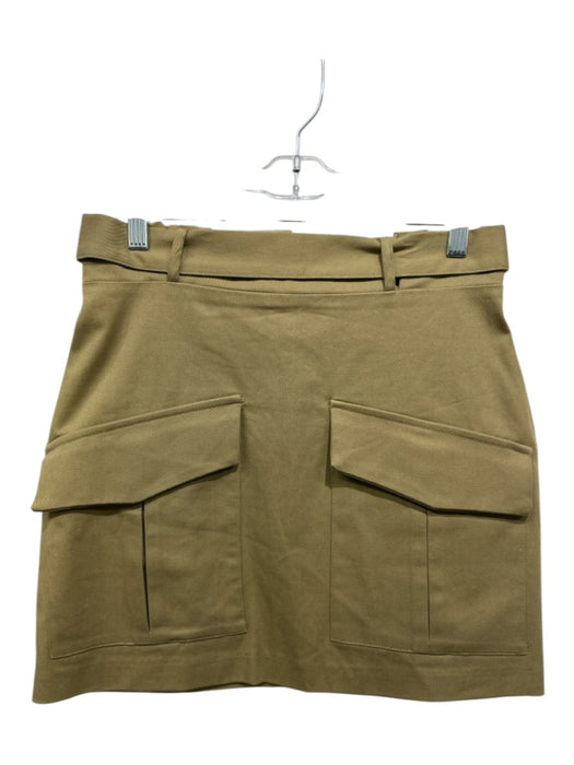 Zara Size Small Khaki Cotton Blend Cargo Pocket Back Zip Mini Skirt Khaki / Small