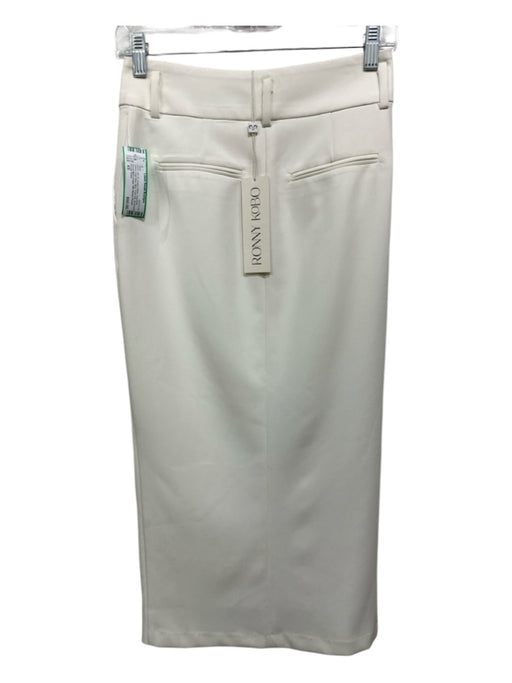 Ronny Kobo Size XS Cream White Polyester Blend High Rise Midi Front Slit Skirt Cream White / XS