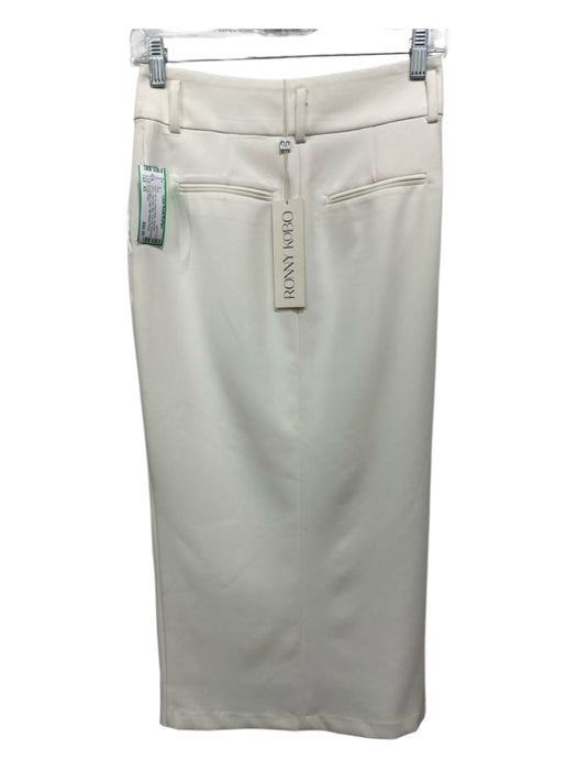 Ronny Kobo Size XS Cream White Polyester Blend High Rise Midi Front Slit Skirt Cream White / XS