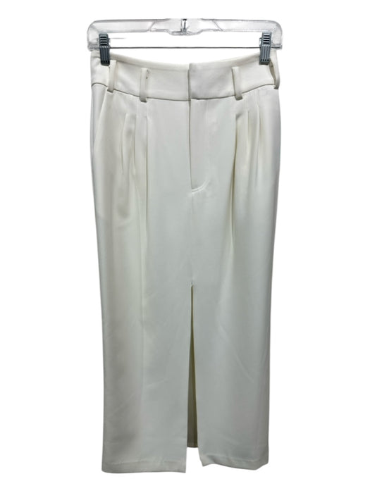 Ronny Kobo Size XS Cream White Polyester Blend High Rise Midi Front Slit Skirt Cream White / XS