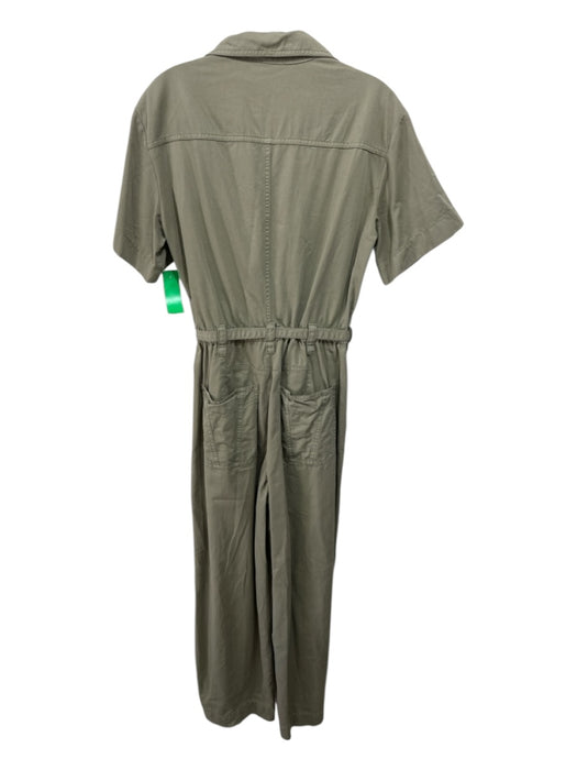 A.L.C. Size 4 Sage green Cotton Short Sleeve Elastic Waist Cargo Jumpsuit Sage green / 4