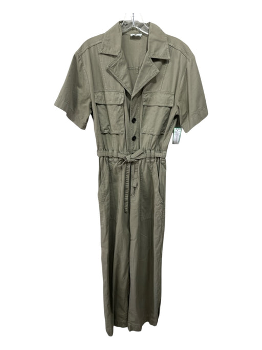 A.L.C. Size 4 Sage green Cotton Short Sleeve Elastic Waist Cargo Jumpsuit Sage green / 4