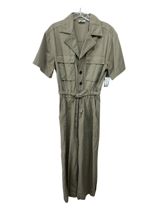 A.L.C. Size 4 Sage green Cotton Short Sleeve Elastic Waist Cargo Jumpsuit Sage green / 4