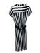 Alice + Olivia Size 2 Black & White Silk Short Sleeve Striped Button Front Dress Black & White / 2