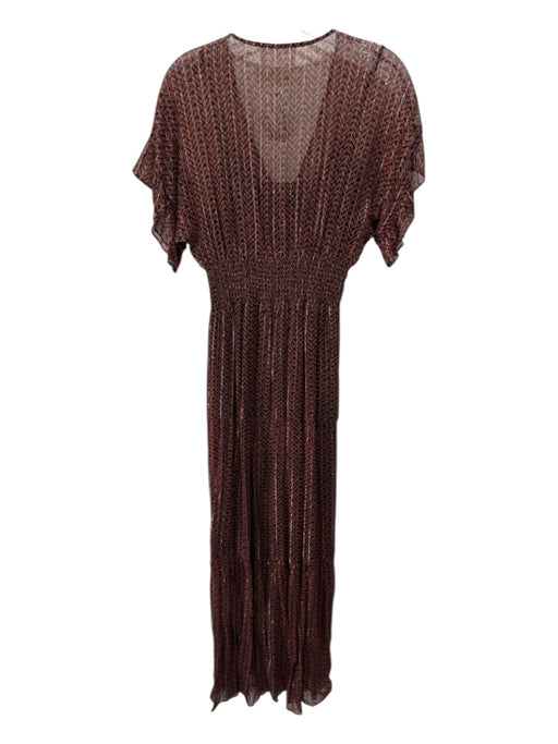 Ba&sh Size 0/4 Pink, Orange, Black Viscose Blend Smocked Back Paisley Dress Pink, Orange, Black / 0/4