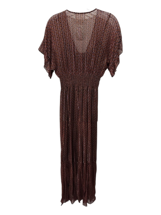 Ba&sh Size 0/4 Pink, Orange, Black Viscose Blend Smocked Back Paisley Dress Pink, Orange, Black / 0/4