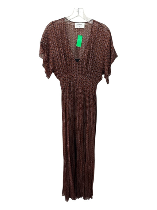 Ba&sh Size 0/4 Pink, Orange, Black Viscose Blend Smocked Back Paisley Dress Pink, Orange, Black / 0/4