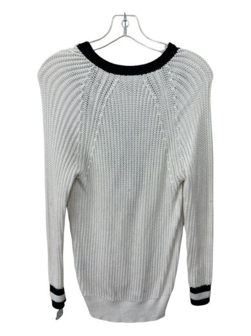Rag & Bone Size XXS White & Black Cotton Long Sleeve Chevron Ribbed Knit Sweater White & Black / XXS