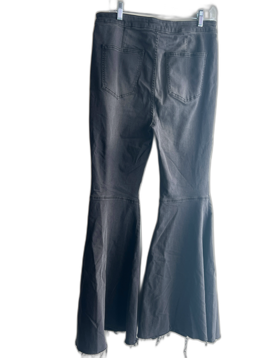 Free People Size W 31 Washed Black Cotton Blend Mid Rise Wide Leg Raw Hem Jeans Washed Black / W 31