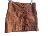 Free People Size W 4 Brown Cotton & Spandex Button Front Front Pocket Skirt Brown / W 4