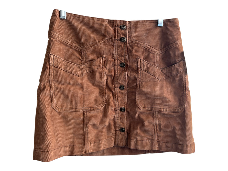 Free People Size W 4 Brown Cotton & Spandex Button Front Front Pocket Skirt Brown / W 4
