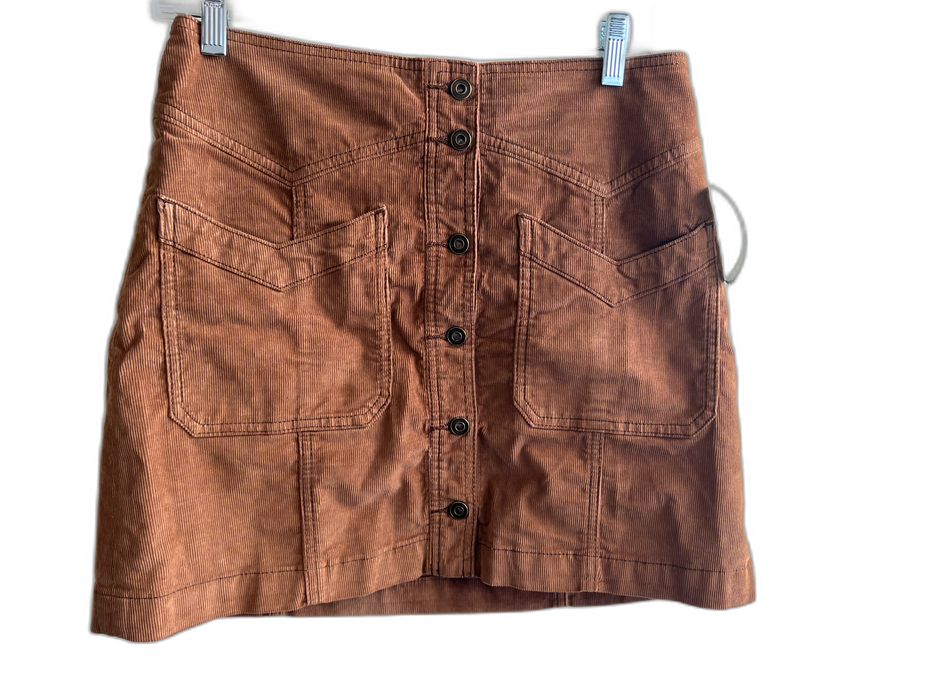 Free People Size W 4 Brown Cotton & Spandex Button Front Front Pocket Skirt Brown / W 4