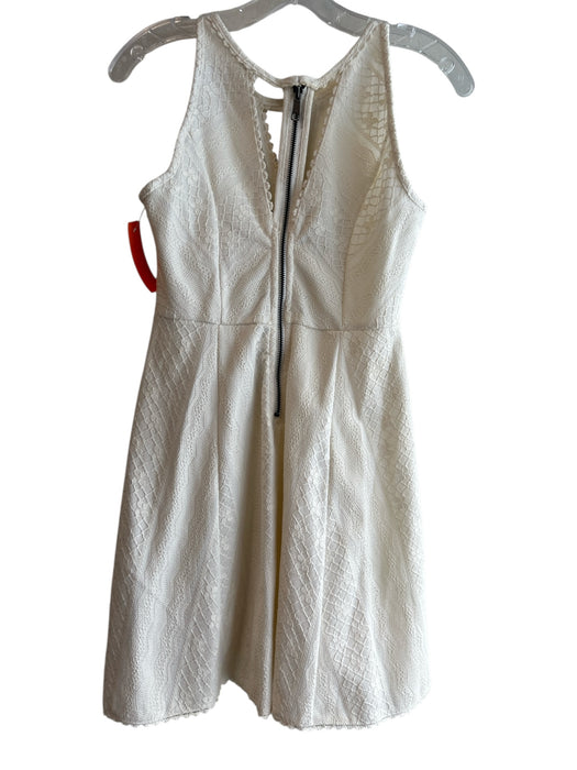 Free People Size 4 White Nylon Blend Sleeveless High Round Neck Back Zip Dress White / 4