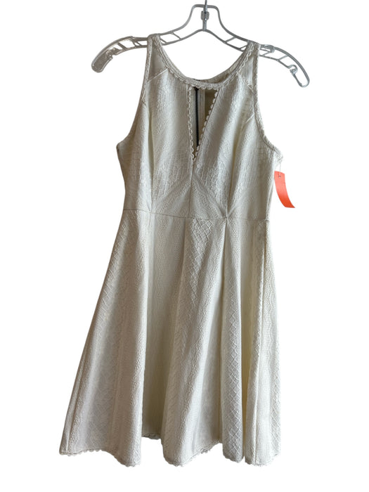 Free People Size 4 White Nylon Blend Sleeveless High Round Neck Back Zip Dress White / 4