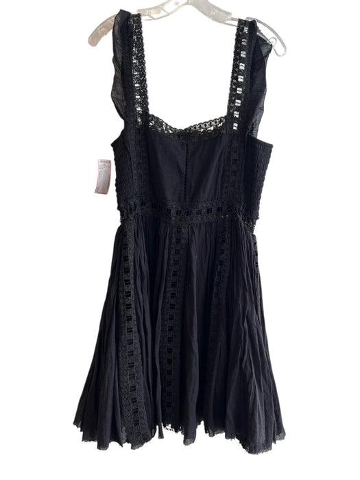 Free People Size Medium Black Cotton Sleeveless Square Neck & Back Lined Dress Black / Medium
