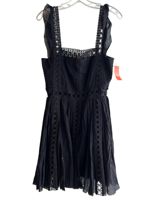 Free People Size Medium Black Cotton Sleeveless Square Neck & Back Lined Dress Black / Medium