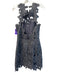 Saylor Size L Gray Polyester Halter Neck Back Button Lace Overlay Floral Dress Gray / L