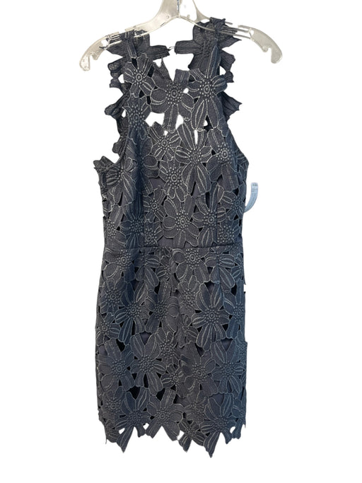 Saylor Size L Gray Polyester Halter Neck Back Button Lace Overlay Floral Dress Gray / L