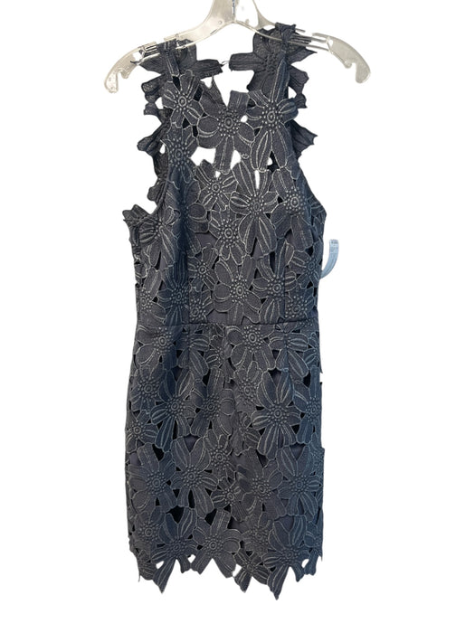 Saylor Size L Gray Polyester Halter Neck Back Button Lace Overlay Floral Dress Gray / L
