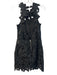 Saylor Size M Black Polyester Halter Neck Back Button Lace Overlay Floral Dress Black / M