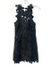 Saylor Size M Black Polyester Halter Neck Back Button Lace Overlay Floral Dress Black / M