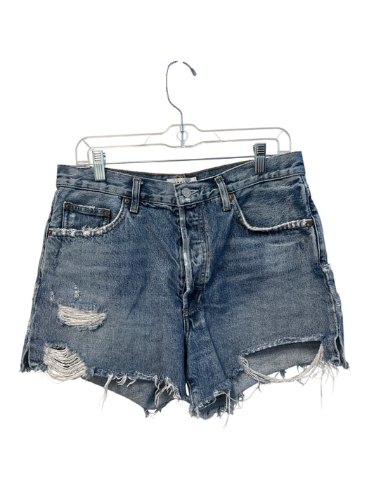 Agolde Size 30 Medium Wash Cotton Button Fly High Rise distressed Shorts Medium Wash / 30