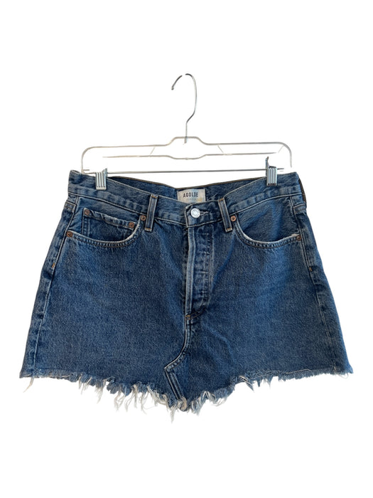 Agolde Size 28 Med Dark Wash Button Fly Distressed Raw Hem Above knee Skirt Med Dark Wash / 28