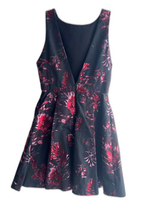 Alice & Olivia Size 2 Black Pink & Red Polyester Sleeveless Floral Dress Black Pink & Red / 2