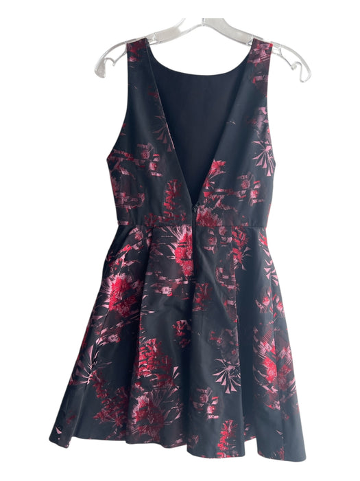 Alice & Olivia Size 2 Black Pink & Red Polyester Sleeveless Floral Dress Black Pink & Red / 2