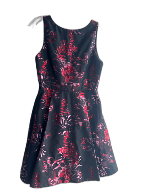 Alice & Olivia Size 2 Black Pink & Red Polyester Sleeveless Floral Dress Black Pink & Red / 2