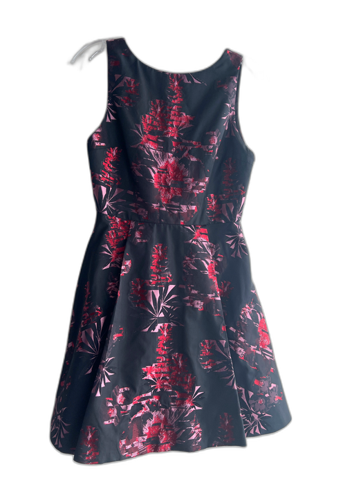 Alice & Olivia Size 2 Black Pink & Red Polyester Sleeveless Floral Dress Black Pink & Red / 2