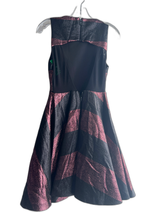 Alice & Olivia Size 0 Black & Pink Acetate Lined Striped Sleeves Backpack Dress Black & Pink / 0