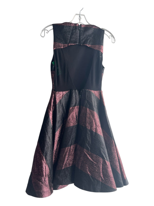 Alice & Olivia Size 0 Black & Pink Acetate Lined Striped Sleeves Backpack Dress Black & Pink / 0