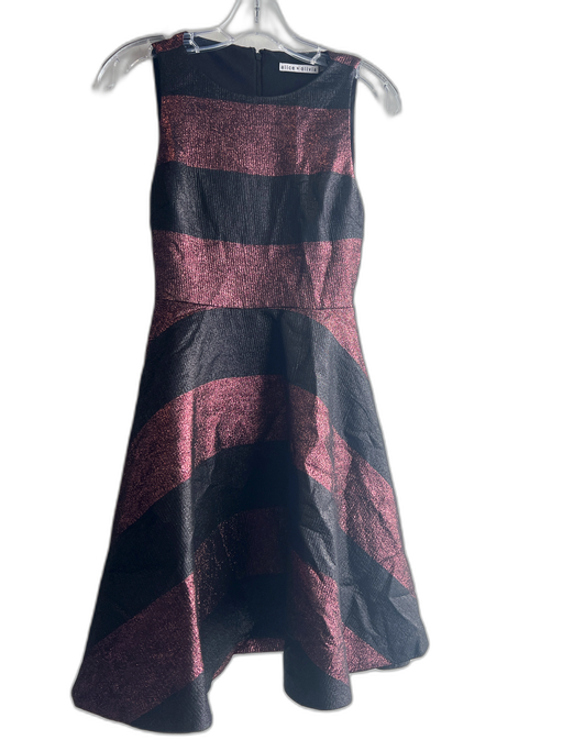 Alice & Olivia Size 0 Black & Pink Acetate Lined Striped Sleeves Backpack Dress Black & Pink / 0