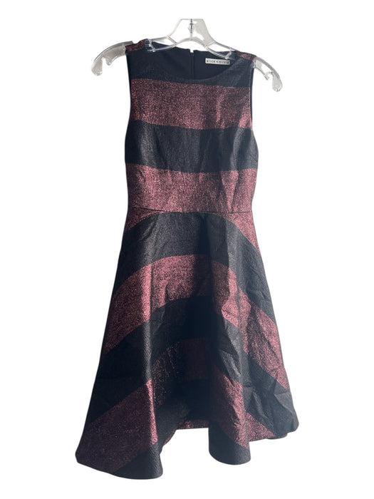 Alice & Olivia Size 0 Black & Pink Acetate Lined Striped Sleeves Backpack Dress Black & Pink / 0