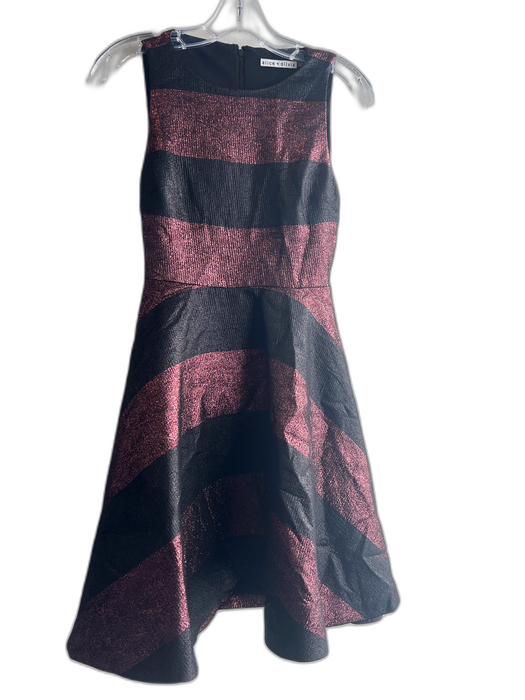 Alice & Olivia Size 0 Black & Pink Acetate Lined Striped Sleeves Backpack Dress Black & Pink / 0
