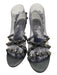 Balenciaga Shoe Size 40 Dark Gray Leather Studded Slingback Strappy Wedges Dark Gray / 40
