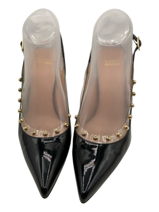 Stuart Weitzman Shoe Size 9 Black, Clear, Gold Patent Leather Pointed Toe Pumps Black, Clear, Gold / 9
