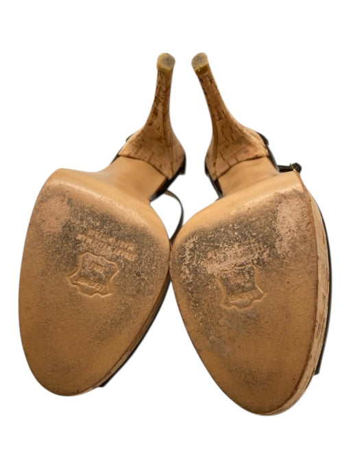 Stuart Weitzman Shoe Size 8.5 Brown & Tan Patent Leather Cork Peep Toe Pumps Brown & Tan / 8.5