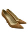 Prada Shoe Size 39 Beige & Cream Leather Whipstitch Bow Pointed Toe Pumps Beige & Cream / 39