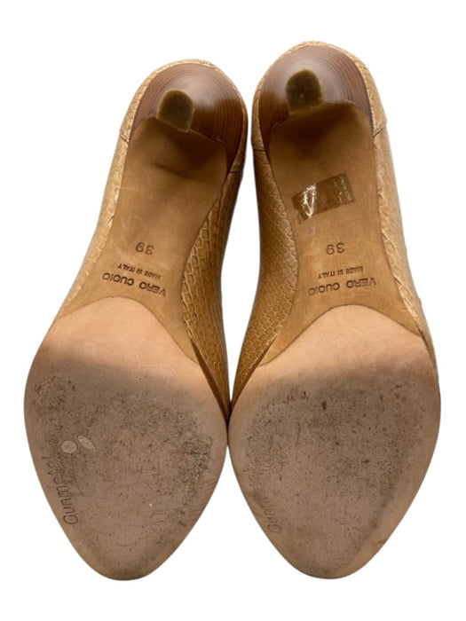 Gunmetal Shoe Size 39 Beige Snake Wood Stacked Stiletto Criss Cross Pumps Beige / 39