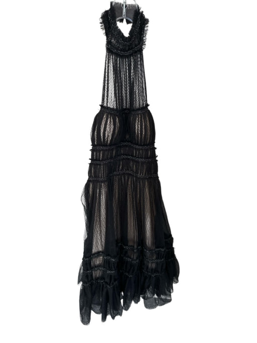 Max Studio Size 4 Black & Nude Polyester Mock Neck Lace Overlay Sleeveless Gown Black & Nude / 4