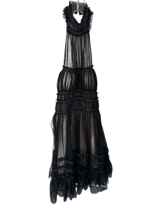 Max Studio Size 4 Black & Nude Polyester Mock Neck Lace Overlay Sleeveless Gown Black & Nude / 4