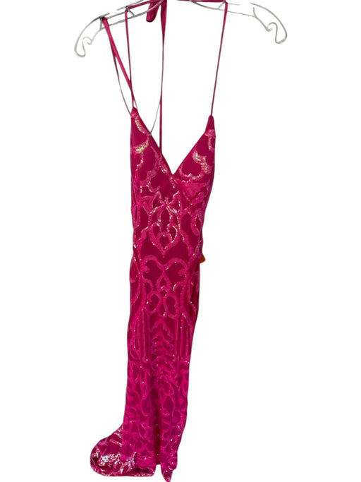 Lulus Size XS Pink Polyester Back Zip Sequins Slit Gown Pink / XS